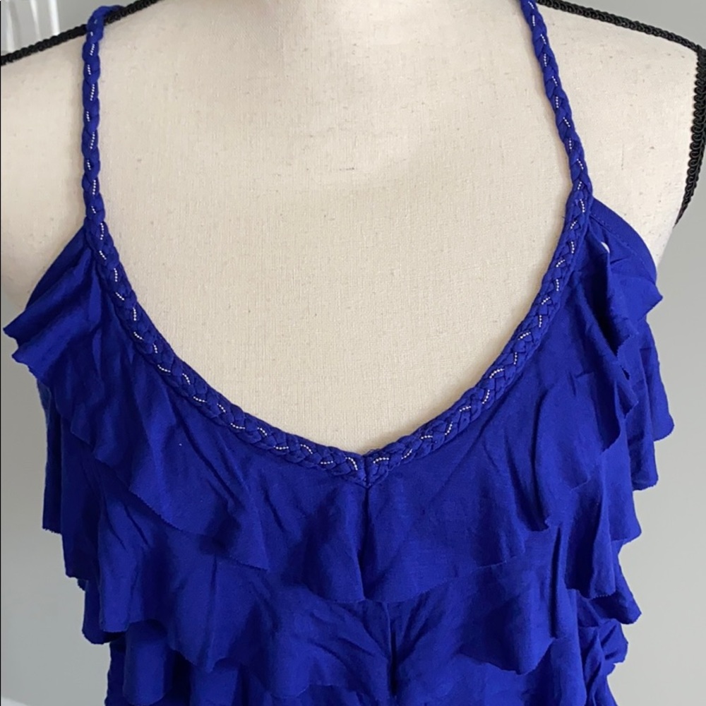 Blue Guess Ruffle Tank - Picture 3 of 6